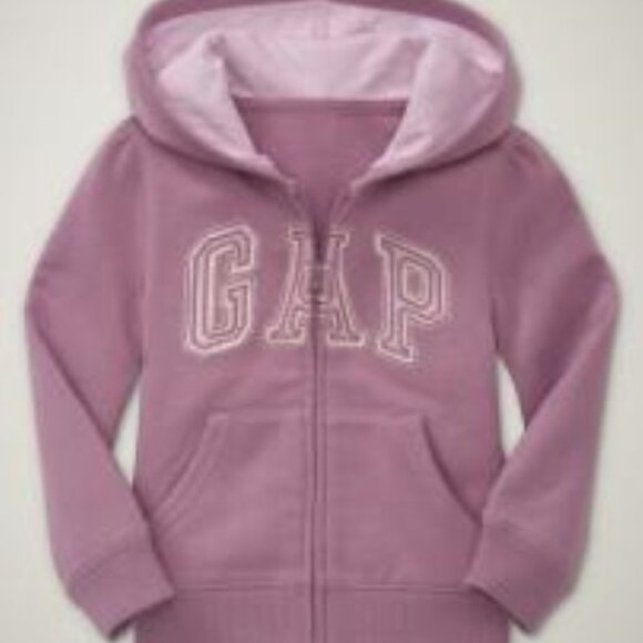 NWT GAP Sparkly Arch Logo Hoodie Hooded Sweatshirt Purple Baby Girls 12-18 month - Picture 2 of 5